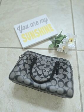 Coach Gray and Black Signature Mini Hand Shoulder Bag